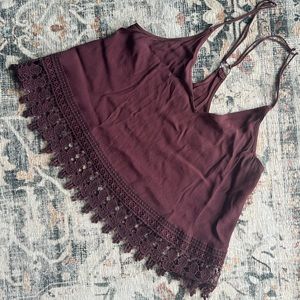 Urban Outfitters Lace Burgundy Tank